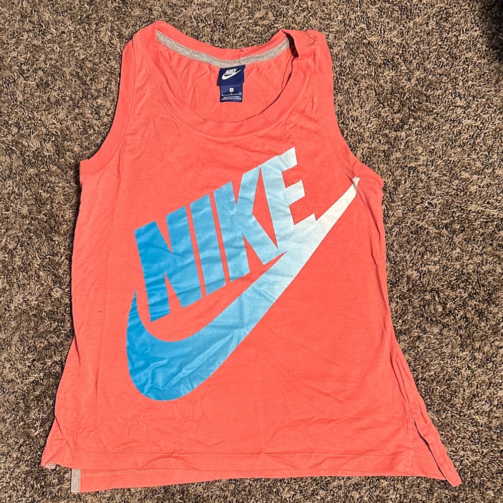 Nike Coral Peach Tank with Sky Blue Logo